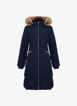 Phase Eight Dames Amber midi gewatteerde parka met afneembare capuchon in de kleur Blauw