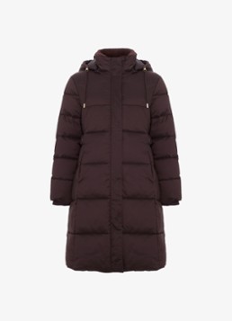 Phase Eight Dames Yasmine puffer jas met afneembare capuchon in de kleur Aubergine