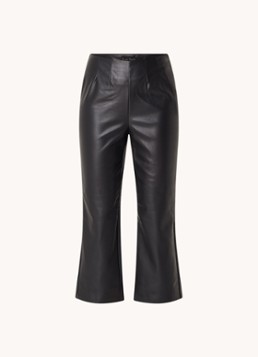 Phase Eight Dames Marielle high waist cropped flared fit broek van imitatieleer in de kleur Zwart