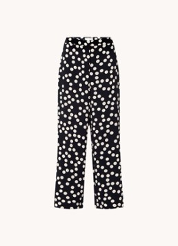 Phase Eight Dames Mairead high waist wide fit pantalon met stippenprint in de kleur Donkerblauw