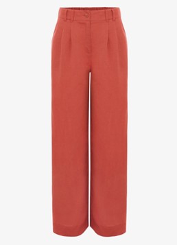 Phase Eight Dames Lottie high waist loose fit pantalon in linnenblend in de kleur Roodbruin