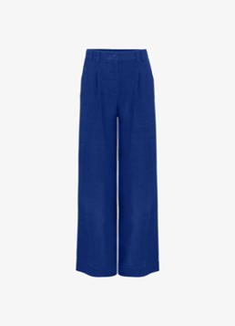 Phase Eight Dames Lottie high waist wide leg pantalon in linnenblend in de kleur Kobaltblauw