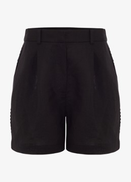 Phase Eight Dames Arnie high waist loose fit korte broek in linnenblend in de kleur Zwart