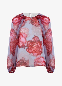 Phase Eight Dames Amara top van zijde met bloemenprint in de kleur Rood
