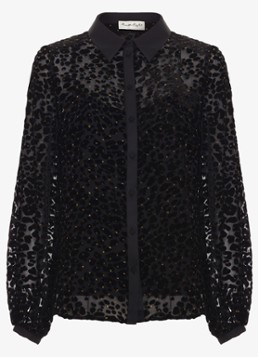 Phase Eight Dames Della semi-transparante blouse met flockprint in de kleur Zwart