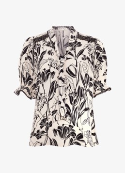 Phase Eight Dames Aisra tuniek met bloemenprint en sjaalkraag in de kleur Zwart