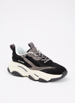 Steve Madden Dames Possession-E sneaker met suède details in de kleur Zwart, maat: 36