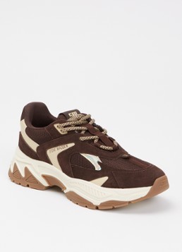 Steve Madden Dames Ample sneaker met suède details in de kleur Donkerbruin, maat: 36