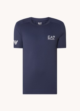 Armani Heren Trainings T-shirt met logoprint in de kleur Blauw