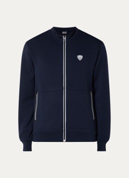 Armani Heren Sweatvest met logo en ritszakken in de kleur Indigo