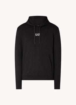 Armani Heren Hoodie met logo in de kleur Zwart