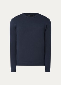 Armani Heren Fijngebreide pullover met ronde hals in de kleur Donkerblauw