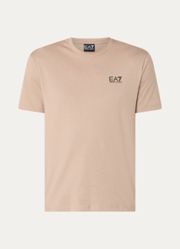 Armani Heren T-shirt met logo- en backprint in de kleur Camel