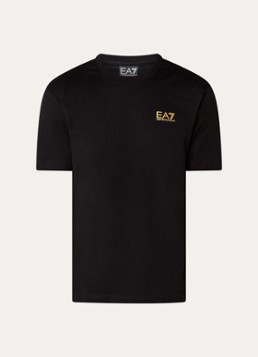 Armani Heren T-shirt met logo- en backprint in de kleur Zwart