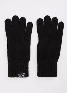 Armani Heren Handschoenen van wolblend met logo in de kleur Zwart