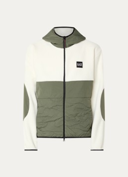 Armani Heren Jack van fleece met capuchon en logo in de kleur Groen