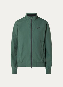 Armani Heren Bomberjack met ritszakken en logo in de kleur Grijsmele