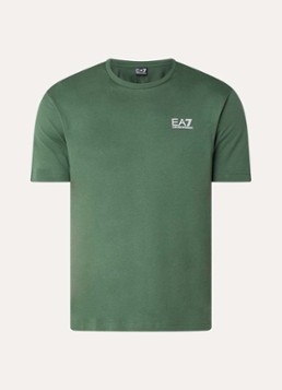 Armani Heren T-shirt met logo- en backprint in de kleur Groen