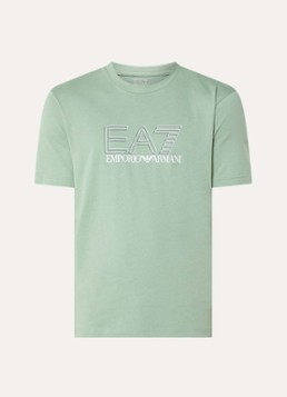 Armani Heren T-shirt met logoprint in de kleur Mint