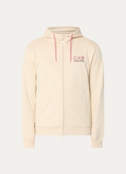 Armani Heren Sweatvest met logoprint in de kleur Beige
