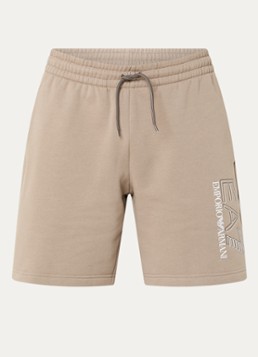 Armani Heren Straight fit joggingbroek met trekkoord en logo in de kleur Donkerbeige