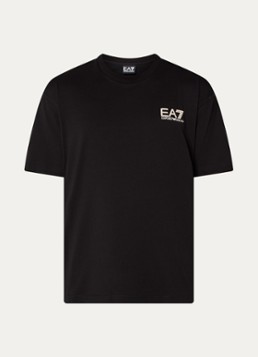 Armani Heren T-shirt met logo- en backprint in de kleur Zwart