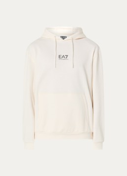 Armani Heren Hoodie met logo- en backprint in de kleur Gebroken wit