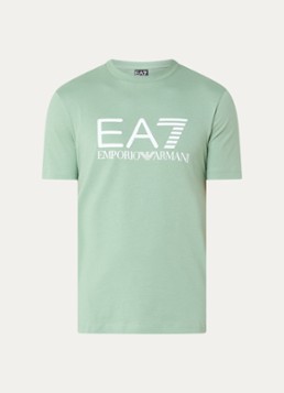 Armani Heren T-shirt met logoprint in de kleur Lindegroen