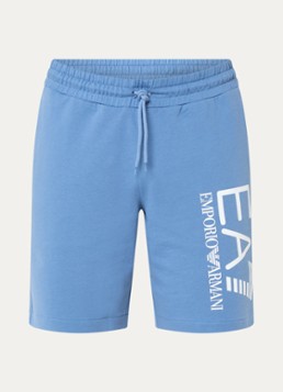 Armani Heren Straight fit korte joggingbroek met logo en steekzakken in de kleur Blauw
