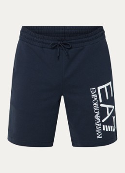 Armani Heren Straight fit korte joggingbroek met logo en steekzakken in de kleur Blauw