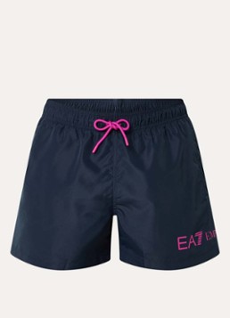 Armani Heren Loose fit korte broek met logoprint en steekzakken in de kleur Donkerblauw