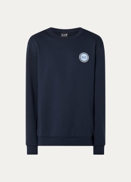 Armani Heren Sweater met logo in de kleur Donkerblauw