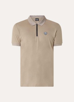 Armani Heren Regular fit polo met logo en halve rits in de kleur Beige