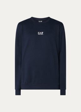 Armani Heren Sweater met logo in de kleur Donkerblauw