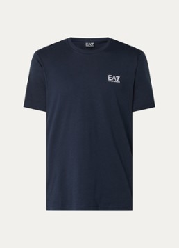 Armani Heren T-shirt met logo- en backprint in de kleur Donkerblauw