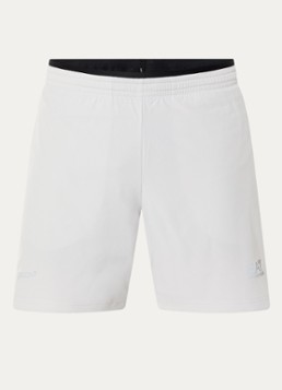 Armani Heren Straight fit korte trainingsbroek met steekzakken in de kleur Lichtgrijs