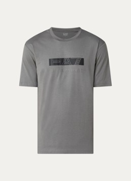 Armani Heren T-shirt met logoprint in de kleur Olijfgroen