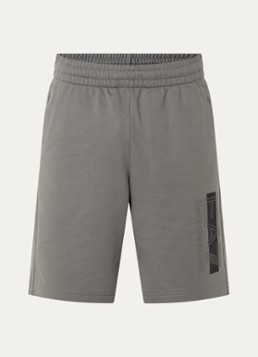 Armani Heren Loose fit korte joggingbroek met logo in de kleur Middengrijs