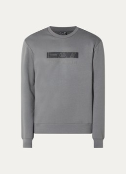 Armani Heren Sweater met logoprint in de kleur Grijs