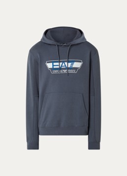 Armani Heren Hoodie met 3D logoprint in de kleur Staalblauw