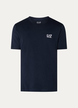 Armani Heren T-shirt met logo in de kleur Donkerblauw