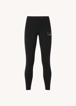 Armani Dames Mid waist cropped trainingslegging met logoprint in de kleur Zwart