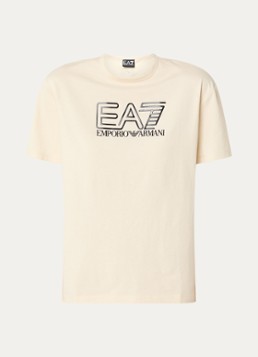 Armani Dames T-shirt met logoprint in de kleur Beige