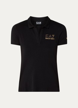 Armani Dames Polo met logo en strass in de kleur Zwart