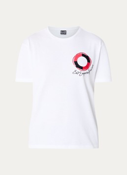 Armani Dames T-shirt met logoborduring in de kleur Wit