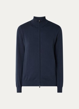 Armani Dames Fijngebreid vest met opstaande kraag in de kleur Indigo