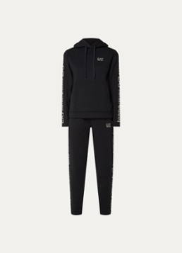 Armani Dames Trainingspak met capuchon en logoprint in de kleur Zwart