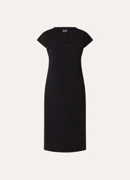 Armani Dames Midi jurk met logo en strass in de kleur Zwart