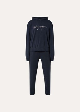 Armani Dames Trainingspak met logo en strass in de kleur Donkerblauw
