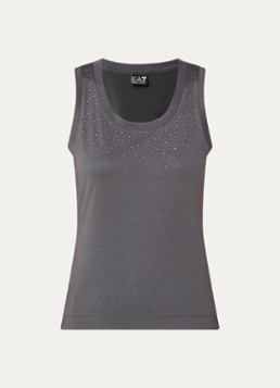 Armani Dames Tanktop met strass in de kleur Donkergrijs